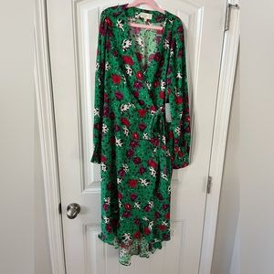 NWT Melloday Faux Wrap Floral MIDI Dress Sz L
